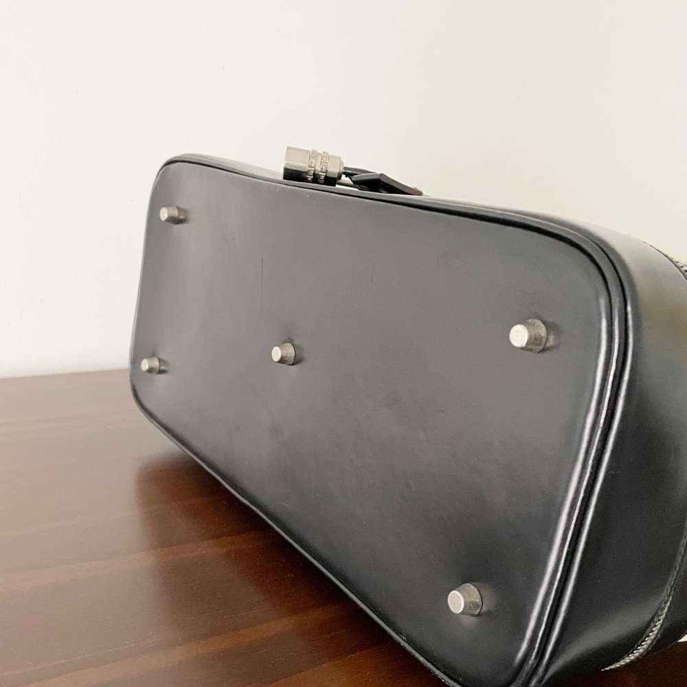 Prada RARE light tan nylon black leather doctor travel bag lock triangle logo - Picture 5 of 15